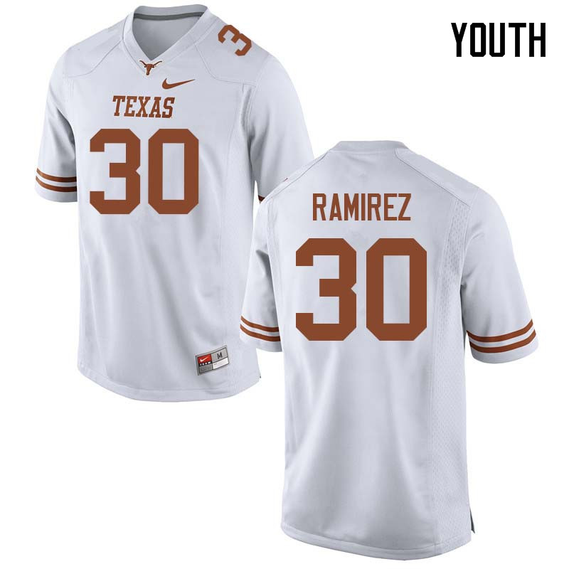 Youth #30 Mason Ramirez Texas Longhorns College Football Jerseys Sale-White